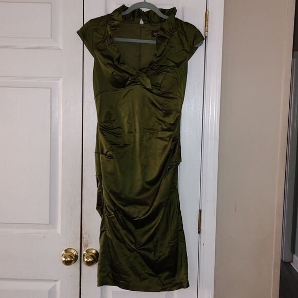 Xscape by Joanna Chen olivegreen fitted formal prom cocktail evening gown dress - Picture 1 of 8